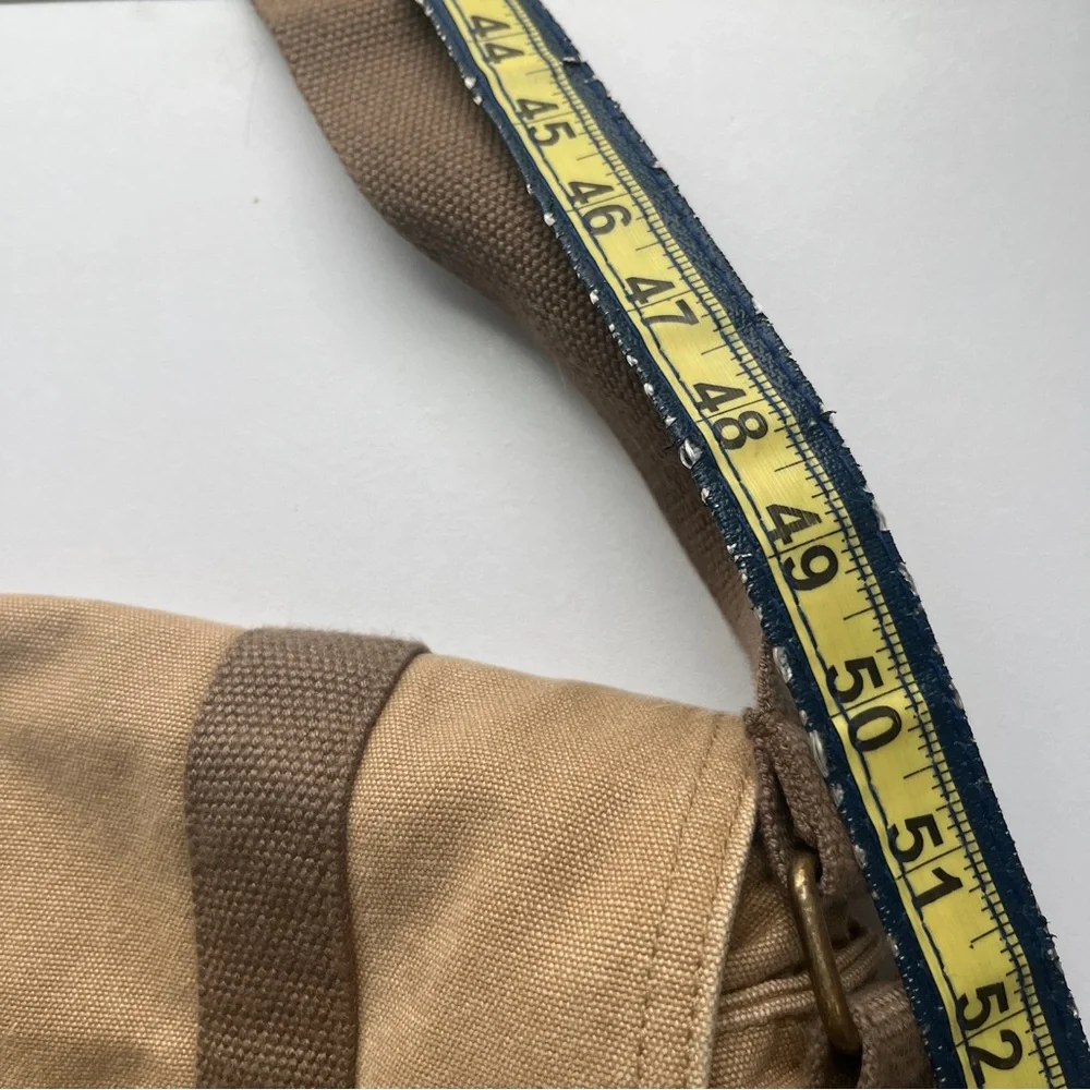 Old Navy Tan Canvas Messenger Bag with Brown Straps